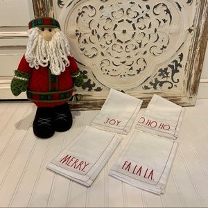 Rae Dunn 4 pack White Fabric Embroidered Napkins